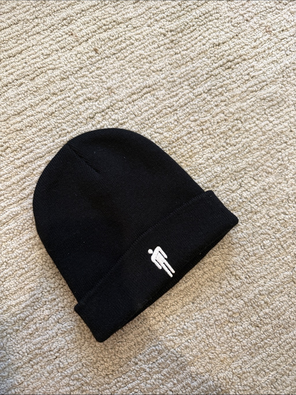 Billie Eilish Concert - Black Knit Beanie Hat with White Minimalist Figure